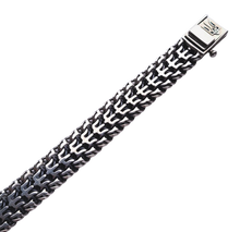 Load image into Gallery viewer, 925 Sterling Silver Ukrainian Tryzub Heavy Bracelet Blackened Byzantine Chain