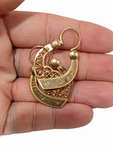 Load image into Gallery viewer, Vintage Soviet USSR 14K 583 Gold Filigree Crescent Earrings 5.99g