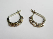 Load image into Gallery viewer, Vintage Russian sterling silver and 9K gold earrings with intricate design, women's jewelry, weighs 7.32 grams.