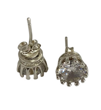 Load image into Gallery viewer, Back View of Vintage 925 Sterling Silver CZ Stud Earrings with Butterfly Backs