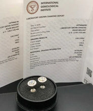 Load image into Gallery viewer, 14k 585 White Gold Halo Stud Earrings with Lab-Grown Diamonds 0.83 ct Total – IGI Certified