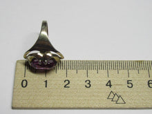 Load image into Gallery viewer, Vintage Soviet 875 Silver Gilded Amethyst Solitaire Ring for Women Size 7.75