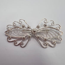 Load image into Gallery viewer, Elegant Vintage Filigree Butterfly Pin with Openwork Silver Design