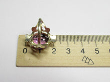 Load image into Gallery viewer, Vintage USSR 875 Silver Amethyst Solitaire Ring – Size 6 | Retro Swirl Gilt Design