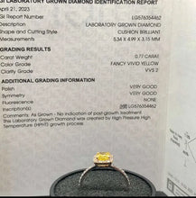 Load image into Gallery viewer, 14K White Yellow Gold Lab-Grown Fancy Vivid Yellow Diamond Ring for Women Size 6.5