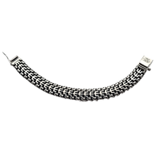 Load image into Gallery viewer, 925 Sterling Silver Ukrainian Tryzub Heavy Bracelet Blackened Byzantine Chain