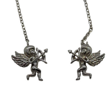 Load image into Gallery viewer, Detailed Cupid Angel Motif on Vintage Sterling Silver Dangle Earrings