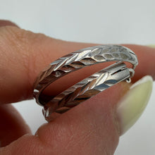 Load image into Gallery viewer, Classic Vintage Sterling Silver Hoop Earrings with Engraved Chevron Design