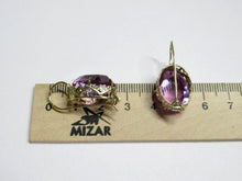 Load image into Gallery viewer, Vintage Russian Soviet sterling silver earrings with Alpanite accents, women's jewelry featuring intricate design from Fezba Market