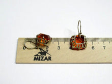 Load image into Gallery viewer, Vintage Russian Soviet sterling silver earrings with Alpanite accents, women's jewelry featuring intricate handcrafted design.