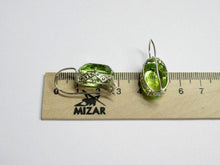 Load image into Gallery viewer, Vintage Russian Soviet earrings in sterling silver 875 with Alpanite, featuring intricate women's jewelry design.
