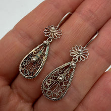 Load image into Gallery viewer, Elegant Vintage 925 Sterling Silver Floral Teardrop Drop Earrings