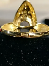 Load image into Gallery viewer, Profile View of 14K 585 Yellow Gold Ring with Star Sapphire, Sapphires and Diamond
