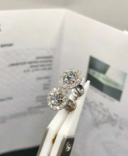 Load image into Gallery viewer, 14k 585 White Gold Halo Stud Earrings with Lab-Grown Diamonds 0.83 ct Total – IGI Certified