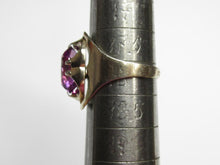 Load image into Gallery viewer, Handcrafted Vintage USSR 875 Silver Ring with Large Oval Faceted Amethyst and Gilding