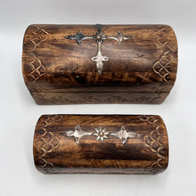 Load image into Gallery viewer, vintage-carved-wood-treasure-chest-jewelry-box-set.jpg