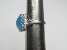 Load image into Gallery viewer, Vintage 925 Sterling Silver Blue Agate Cocktail Ring – Faceted Cushion-Shaped Stone & Ornate Scrollwork, Size 7.25