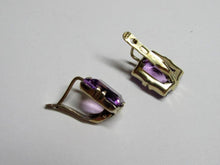 Load image into Gallery viewer, Vintage Russian Soviet sterling silver earrings with Alpanite details, women's jewelry featuring unique handcrafted design