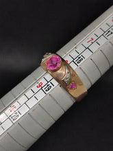 Load image into Gallery viewer, Vintage Soviet 14K 585 Gold Two-Tone Ruby Ring for Women Size 8.5