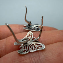 Load image into Gallery viewer, Handcrafted Vintage Butterfly Filigree Earrings in Solid 925 Sterling Silver