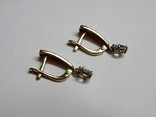 Load image into Gallery viewer, Vintage Russian sterling silver earrings with topaz stones, women's jewelry by Fezba Market, featuring intricate design and 2.79 grams weight.