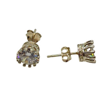Load image into Gallery viewer, Elegant Vintage Sterling Silver Stud Earrings with Clear Cubic Zirconia