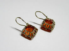 Load image into Gallery viewer, Vintage Russian Soviet earrings in sterling silver 875 with Alpanite, featuring intricate women's jewelry design.