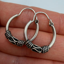 Load image into Gallery viewer, Handcrafted Vintage Boho Bali Hoop Earrings with Intricate Textured Design