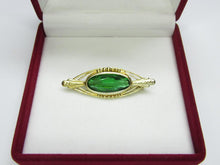 Load image into Gallery viewer, Vintage Soviet Russian 875 Silver Green Alpanite Brooch – 16.72g | Art Deco Retro