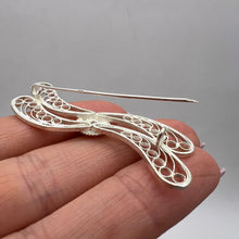 Load image into Gallery viewer, Detailed Floral Filigree Design on Vintage USSR Silver Brooch