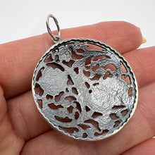 Load image into Gallery viewer, Intricate Round Filigree Pendant with Vintage Floral Motif in Sterling Silver