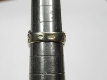 Load image into Gallery viewer, Close-up of stamped hallmarks on the slim band of a vintage 875 silver oval amethyst ring.