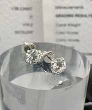 Load image into Gallery viewer, Elegant 14K 585 White Gold Classic Solitaire Diamond Stud Earrings IGI Certified