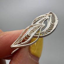 Load image into Gallery viewer, Handcrafted Vintage 960 Silver Leaf Pin with Intricate Filigree Design