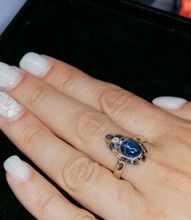 Load image into Gallery viewer, Handcrafted 14K Gold Ring with 1.6ct Blue Star Sapphire and Accent Stones