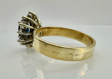 Load image into Gallery viewer, Handcrafted Vintage Soviet 583 Red Gold Cluster Ring with 1ct Sapphire and Diamonds