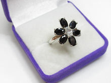 Load image into Gallery viewer, Vintage Russian 925 Silver CZ Flower Cluster Ring – Size 7.75 | Contemporary Design
