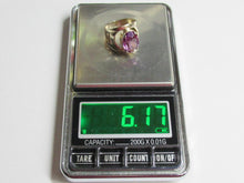 Load image into Gallery viewer, Vintage USSR 875 Silver Gilt Amethyst Cocktail Ring – Retro Modernist Openwork Design, Size 8.5