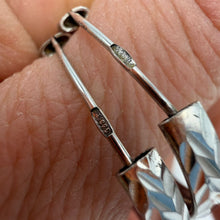 Load image into Gallery viewer, Vintage 925 Sterling Silver Chevron Pattern Hoop Earrings Ready to Wear