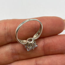 Load image into Gallery viewer, Vintage 925 sterling silver square cut cubic zirconia statement ring, size 8, with intricate design and sparkling center stone.