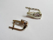 Load image into Gallery viewer, Vintage Russian earrings in sterling silver 925 with gold 375 9K accents, featuring intricate design and women's jewelry style.