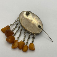 Load image into Gallery viewer, Elegant Vintage USSR Statement Brooch with Genuine Baltic Amber