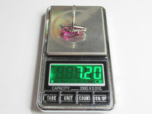 Load image into Gallery viewer, Vintage 875 silver oval amethyst ring with beaded details on a digital scale displaying a weight of 7.20 grams.