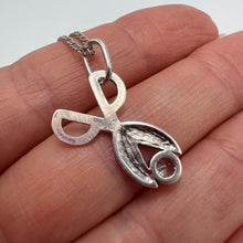 Load image into Gallery viewer, Fezba Market vintage 925 sterling silver scissors necklace with zircon, chain jewelry for hairdressers or gift.
