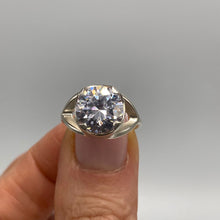 Load image into Gallery viewer, Vintage 925 sterling silver cubic zirconia statement ring for women, size 6, featuring intricate design and sparkling stones.