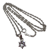 Load image into Gallery viewer, 925 Sterling Silver Solitaire Cubic Zirconia Pendant Necklace, Elegant Women's Jewelry