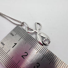 Load image into Gallery viewer, Vintage 925 sterling silver scissors necklace with zircon from Fezba Market, featuring a chain and hairdresser-inspired design.