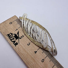 Load image into Gallery viewer, Vintage USSR filigree silver brooch from Fezba Market, handmade with 960 and 750 silver, collectible jewelry piece