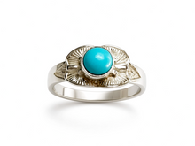 Load image into Gallery viewer, Vintage Soviet 925 Sterling Silver Turquoise Ring USSR – Size 9