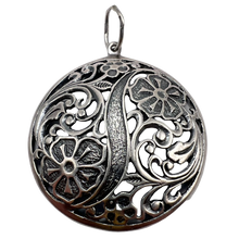 Load image into Gallery viewer, Vintage 925 Sterling Silver Round Filigree Pendant with Floral Openwork Design, Elegant Necklace Charm